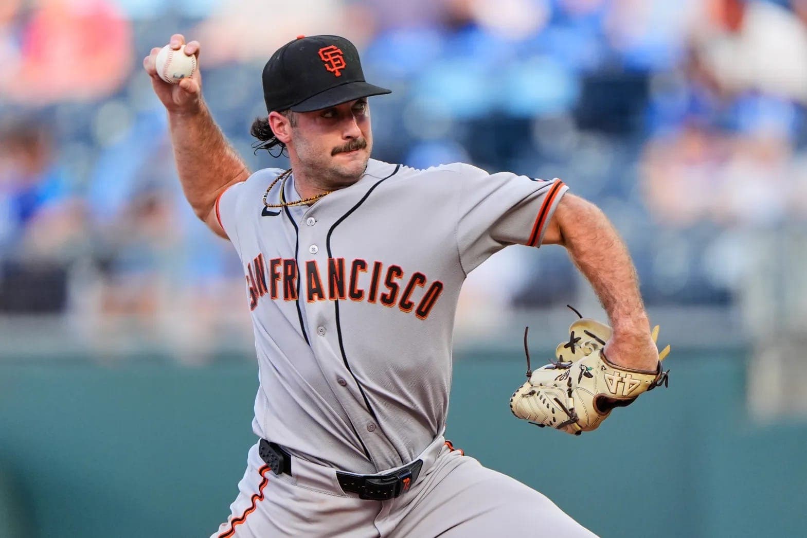 San Francisco Giants pitcher Trevor McDonald delivers a pitch against the Kansas City Royals.