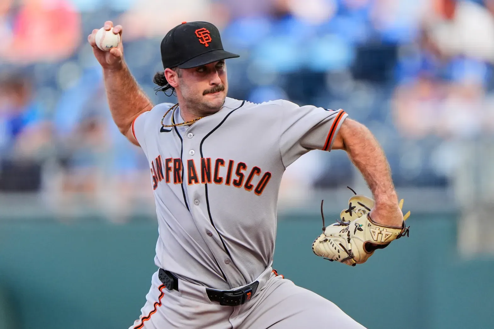 San Francisco Giants pitcher Trevor McDonald delivers a pitch against the Kansas City Royals.