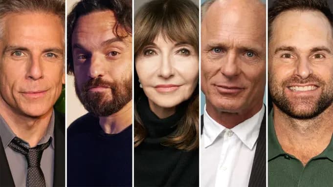 Composite portrait of Ben Stiller, Jake Johnson, Mary Steenburgen, Ed Harris and Andy Roddick.