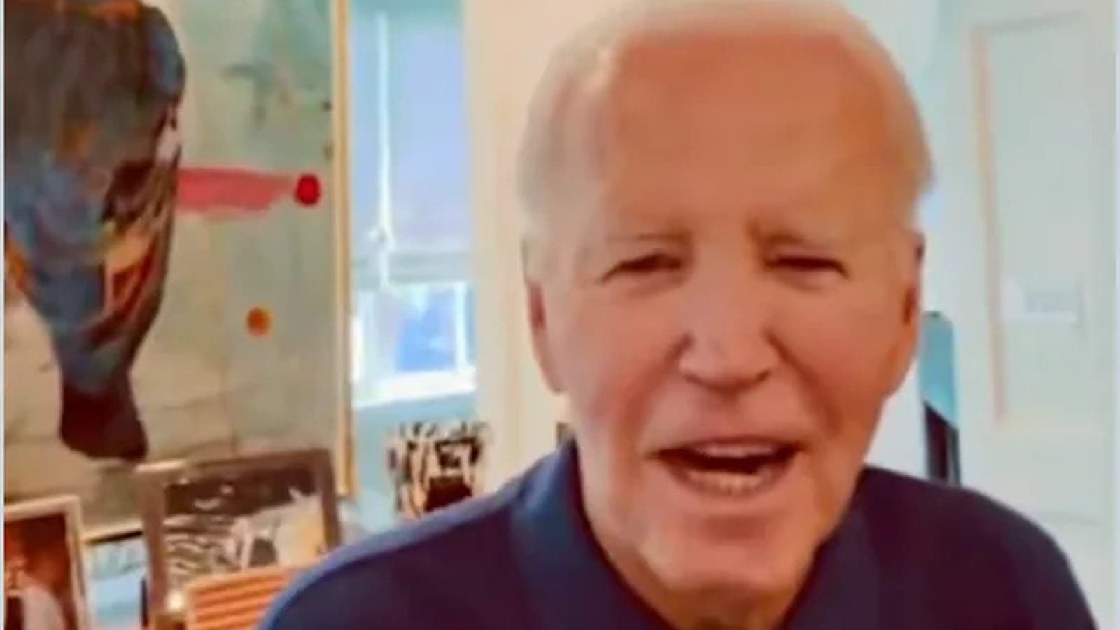 Joe Biden appears in a recorded video message played on the Pardon My Take podcast.